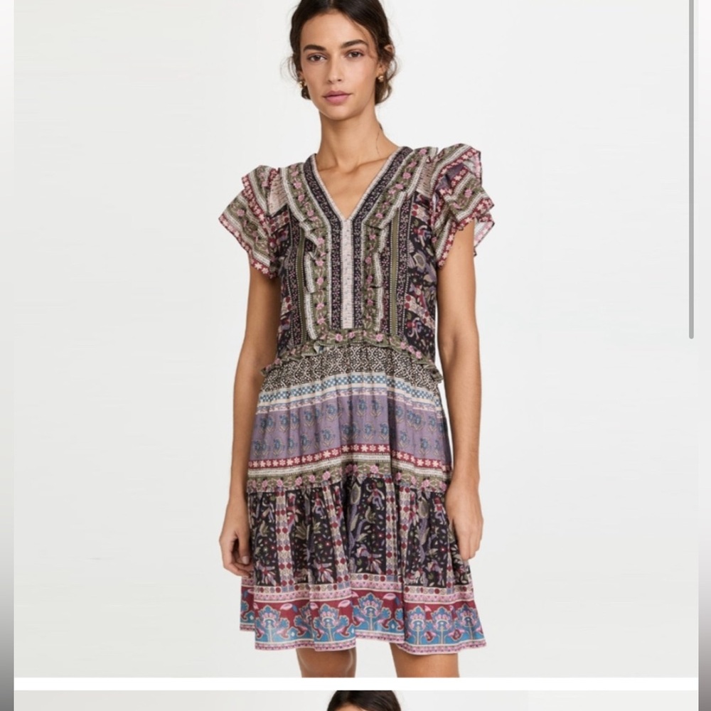 Sea New York Multicolor Floral-Paisley Tiered Mini Dress